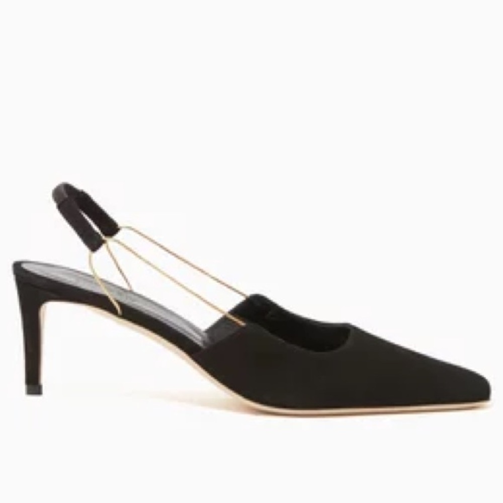 BY FAR Gabriella Chain Slingback Suede Pumps